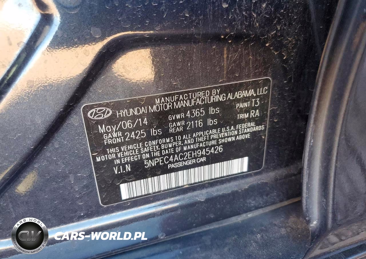 2014 Hyundai Sonata Limited VIN:5NPEC4AC2EH945426 - 12