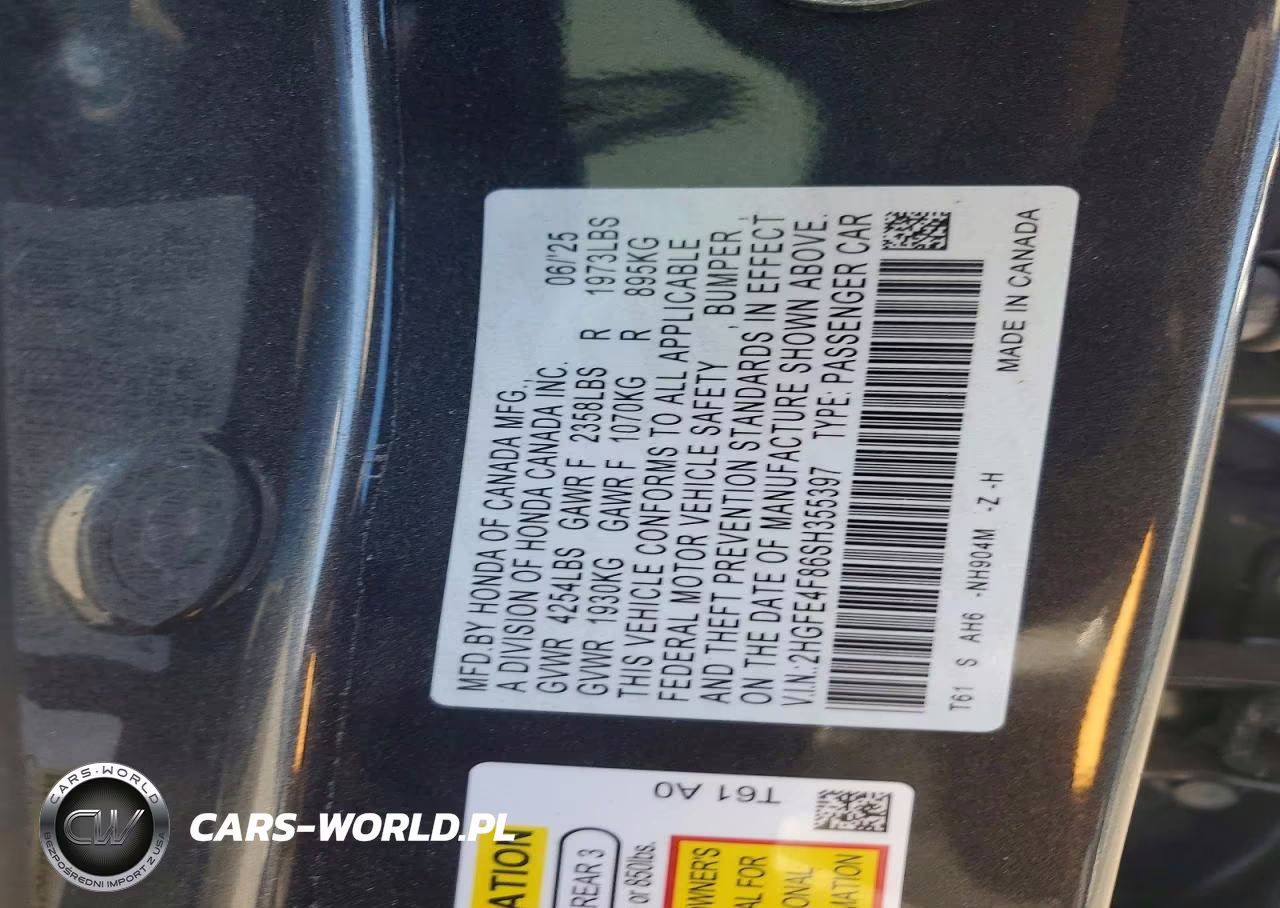 2025 Honda Civic Sport VIN:2HGFE4F86SH355397 - 12