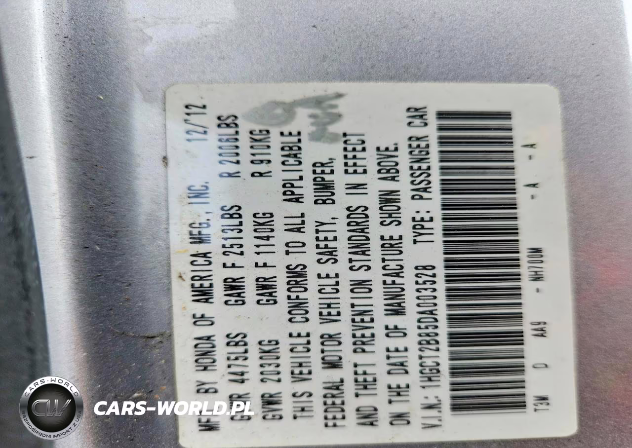 2013 Honda Accord Exl VIN:1HGCT2B85DA003528 - 12