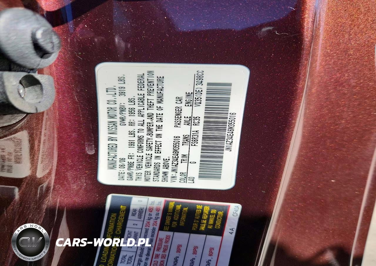 2006 Nissan 350Z Base VIN:JN1AZ34E46M355016 - 12