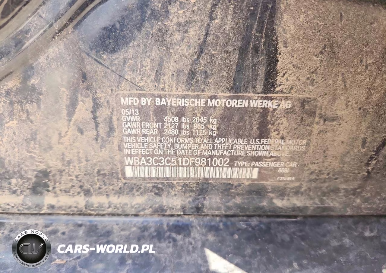 2013 BMW 320 I xDrive VIN:WBA3C3C51DF981002 - 12