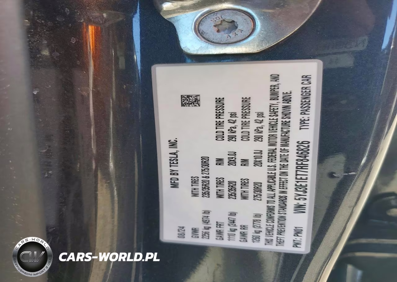 2024 Tesla Model 3 VIN:5YJ3E1ET7RF846826 - 12