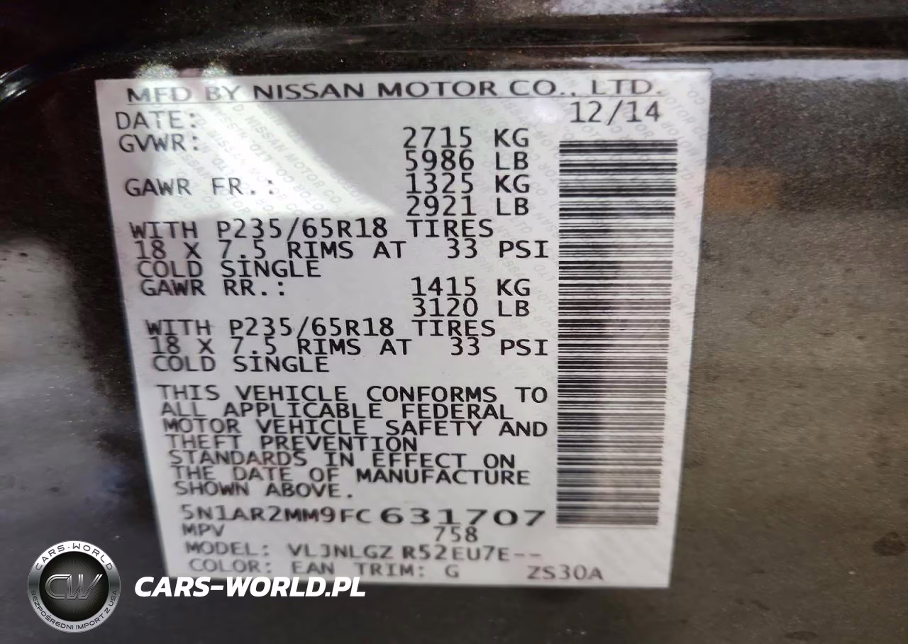 2015 Nissan Pathfinder Sl VIN:5N1AR2MM9FC631707 - 13