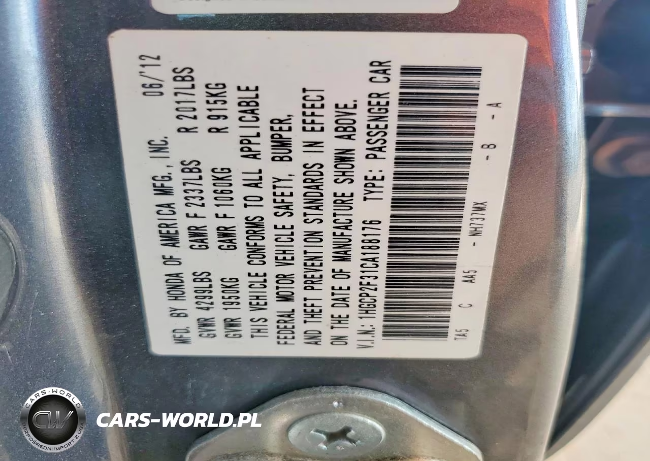 2012 Honda Accord Lx VIN:1HGCP2F31CA188176 - 12
