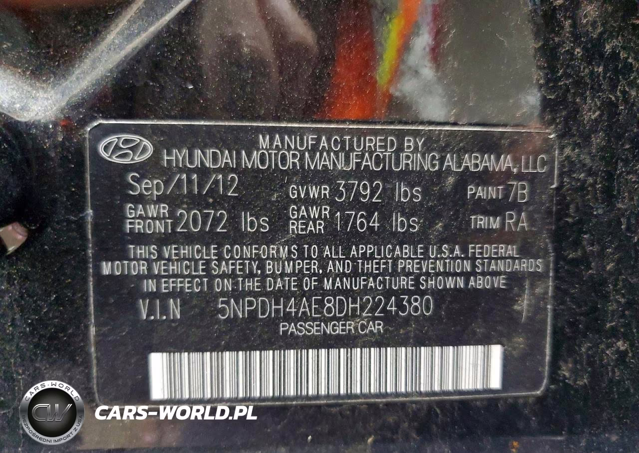 2013 Hyundai Elantra Gls VIN:5NPDH4AE8DH224380 - 12