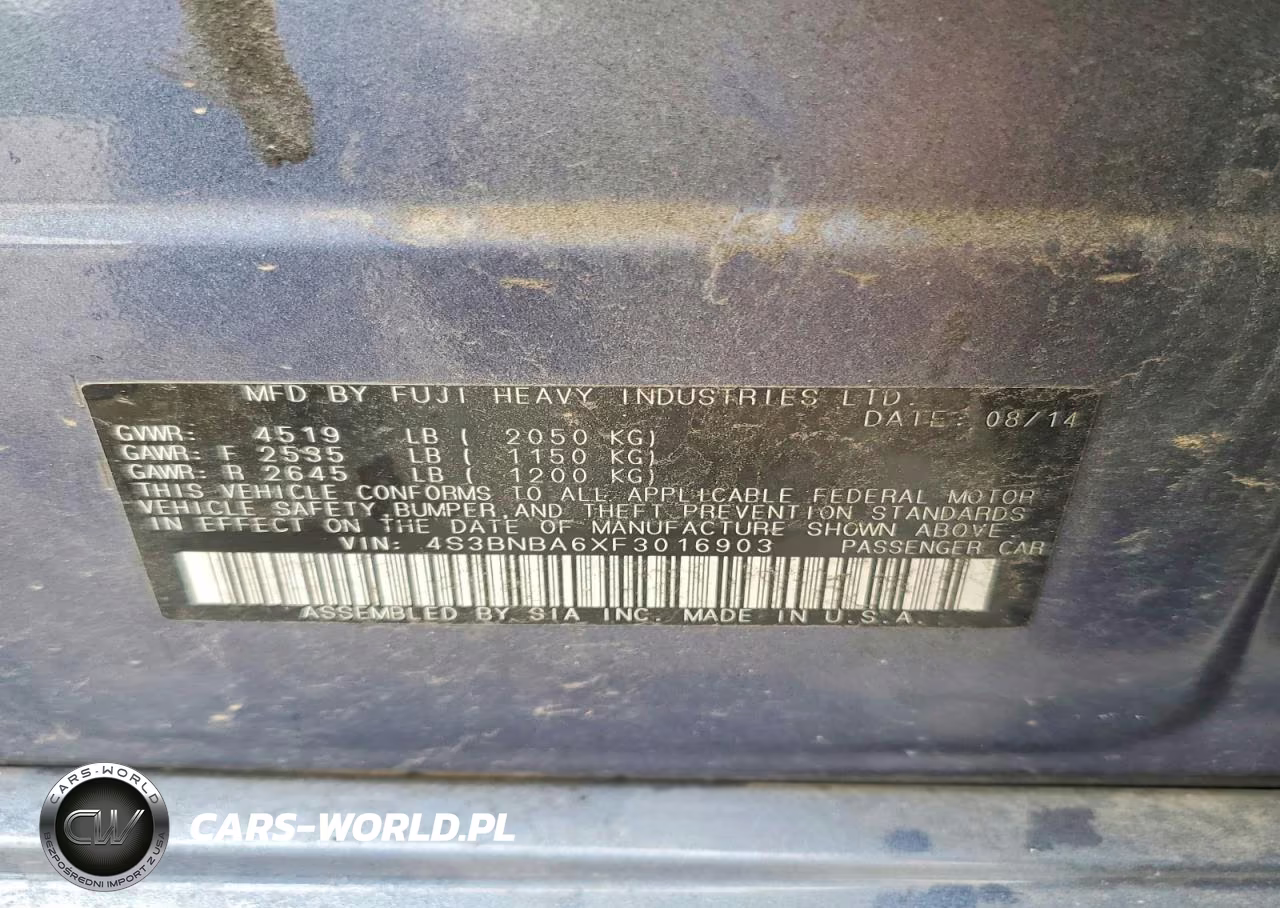 2015 Subaru Legacy 2.5I VIN:4S3BNBA6XF3016903 - 12