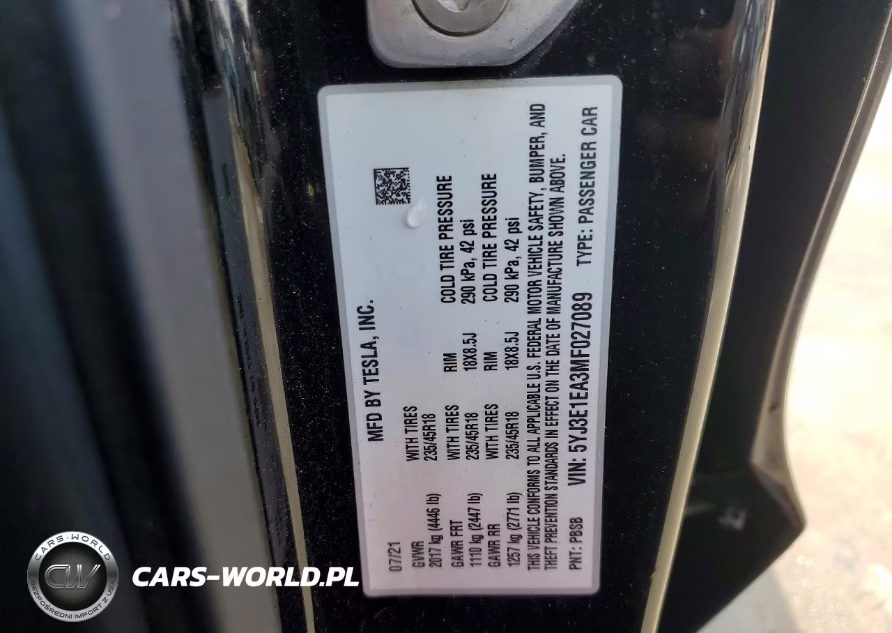 2021 Tesla Model 3 VIN:5YJ3E1EA3MF027089 - 12