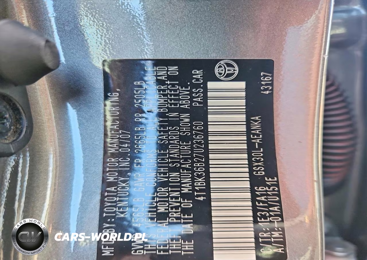 2007 Toyota Avalon Xl VIN:4T1BK36B27U236760 - 12