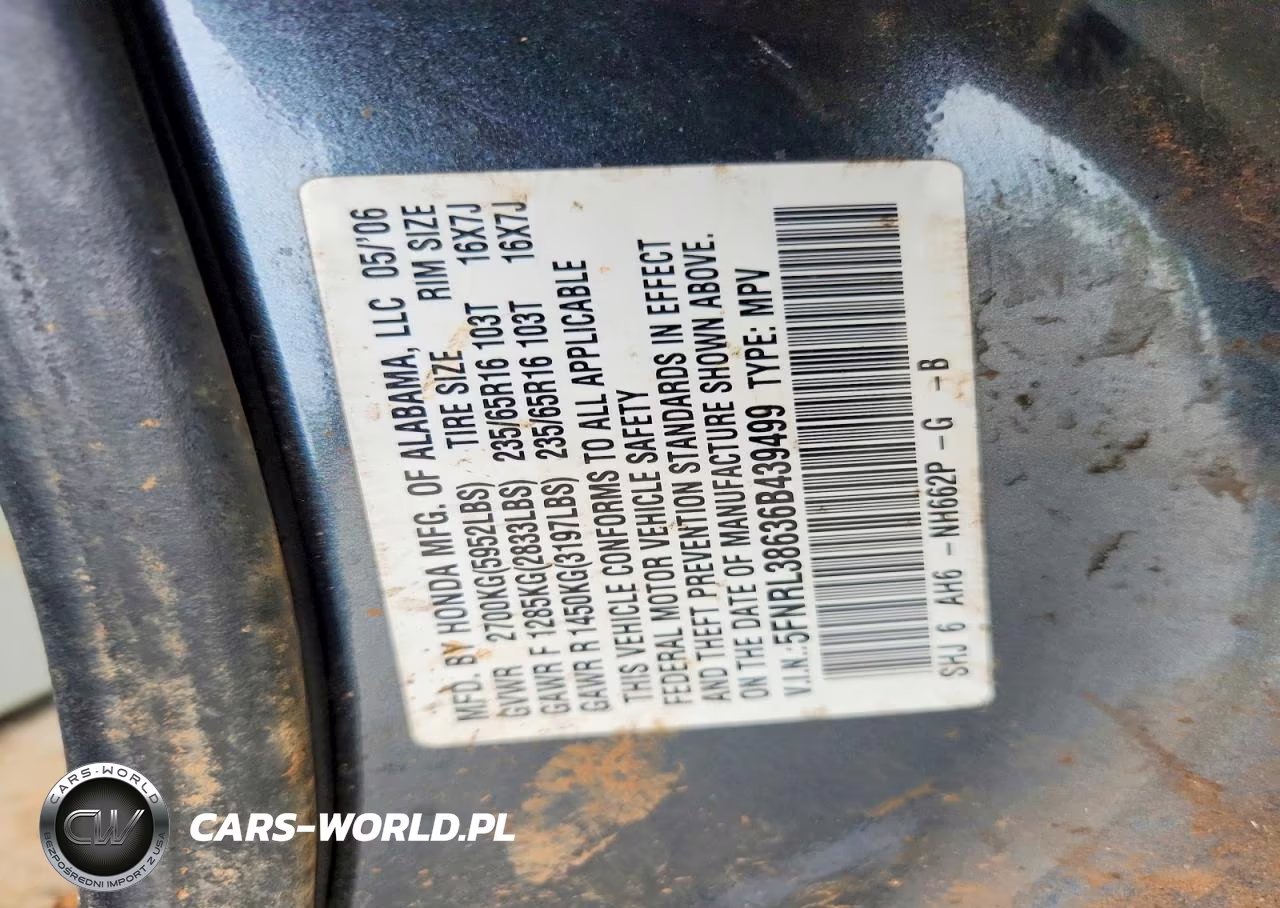 2006 Honda Odyssey Exl VIN:5FNRL38636B439499 - 12