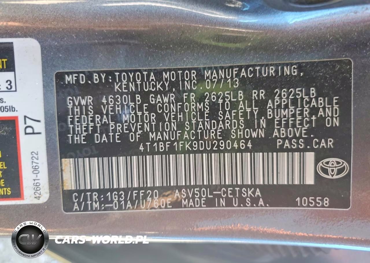 2013 Toyota Camry Se VIN:4T1BF1FK9DU290464 - 12