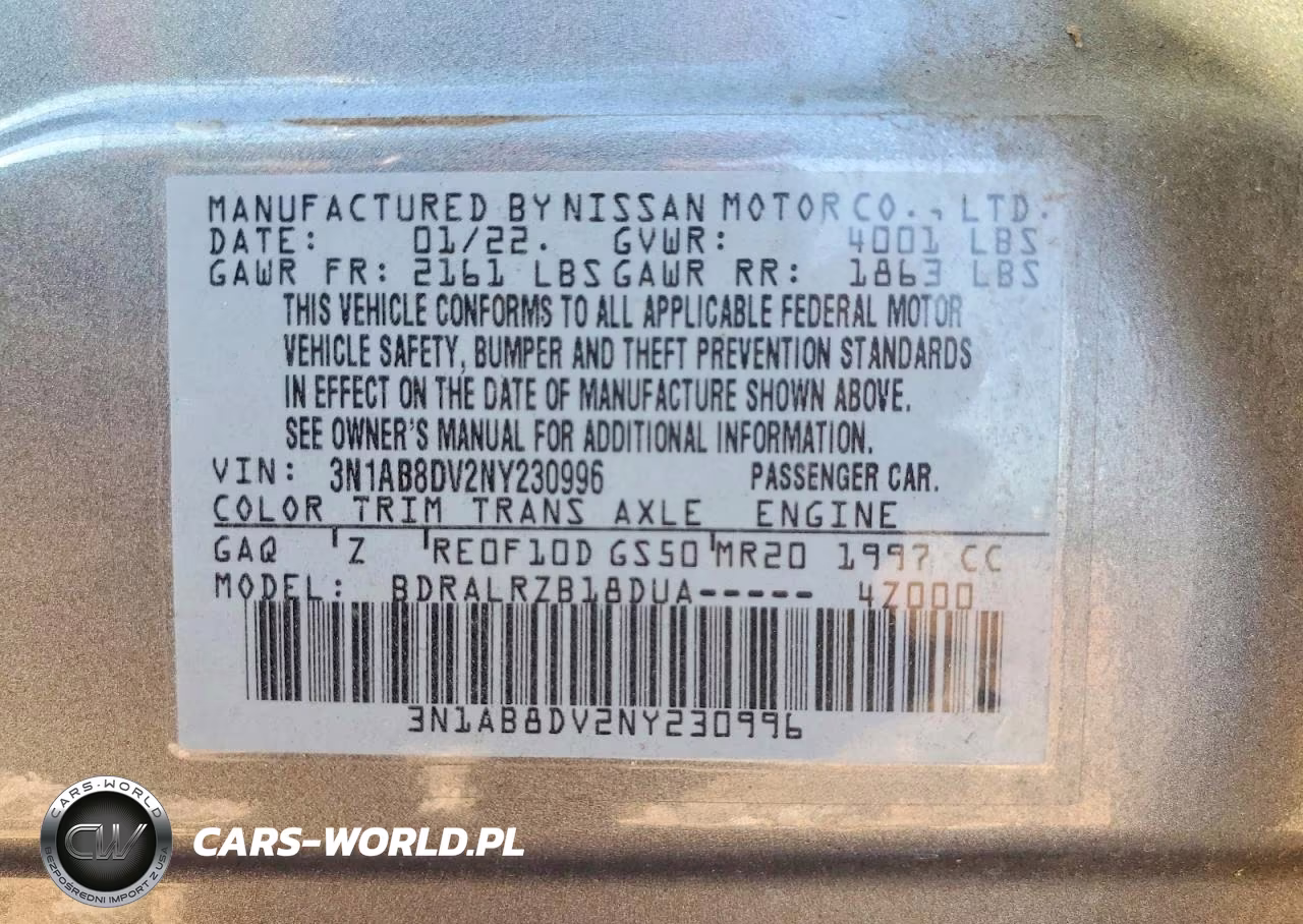 2022 Nissan Sentra Sr VIN:3N1AB8DV2NY230996 - 12