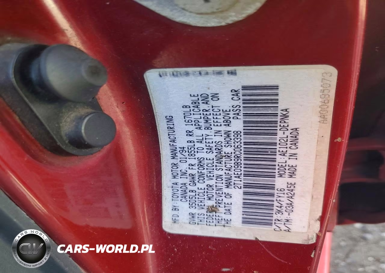 1994 Toyota Corolla VIN:2T1AE09B9RC063398 - 12