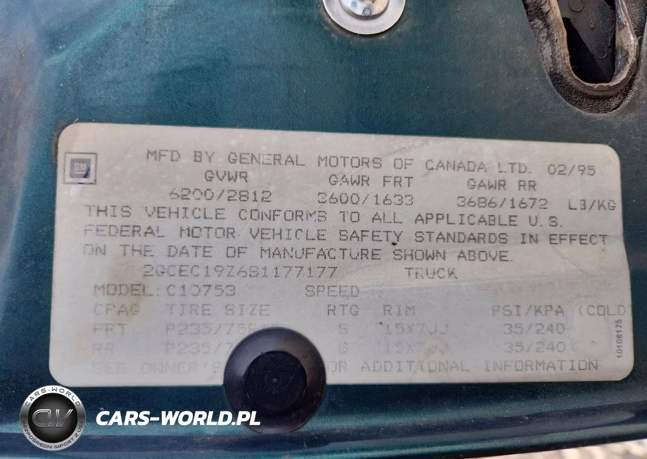 1995 Chevrolet Gmt-400 C1500 VIN:2GCEC19Z6S1177177 - 12