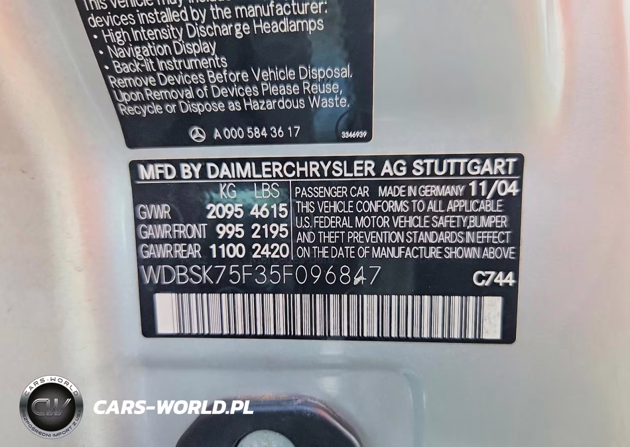 2005 Mercedes-Benz Sl 500 VIN:WDBSK75F35F096847 - 12
