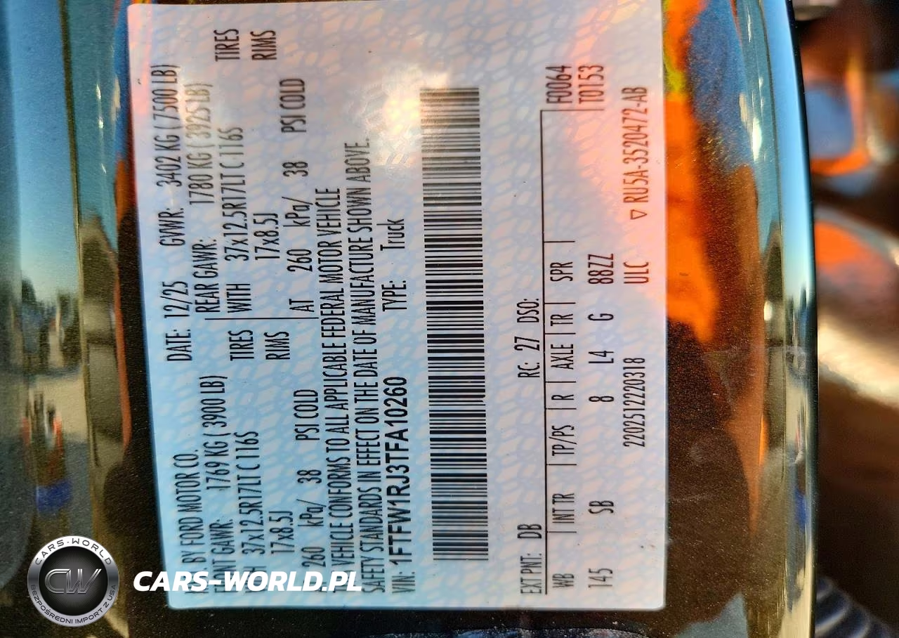 2026 Ford F150 Raptor VIN:1FTFW1RJ3TFA10260 - 12