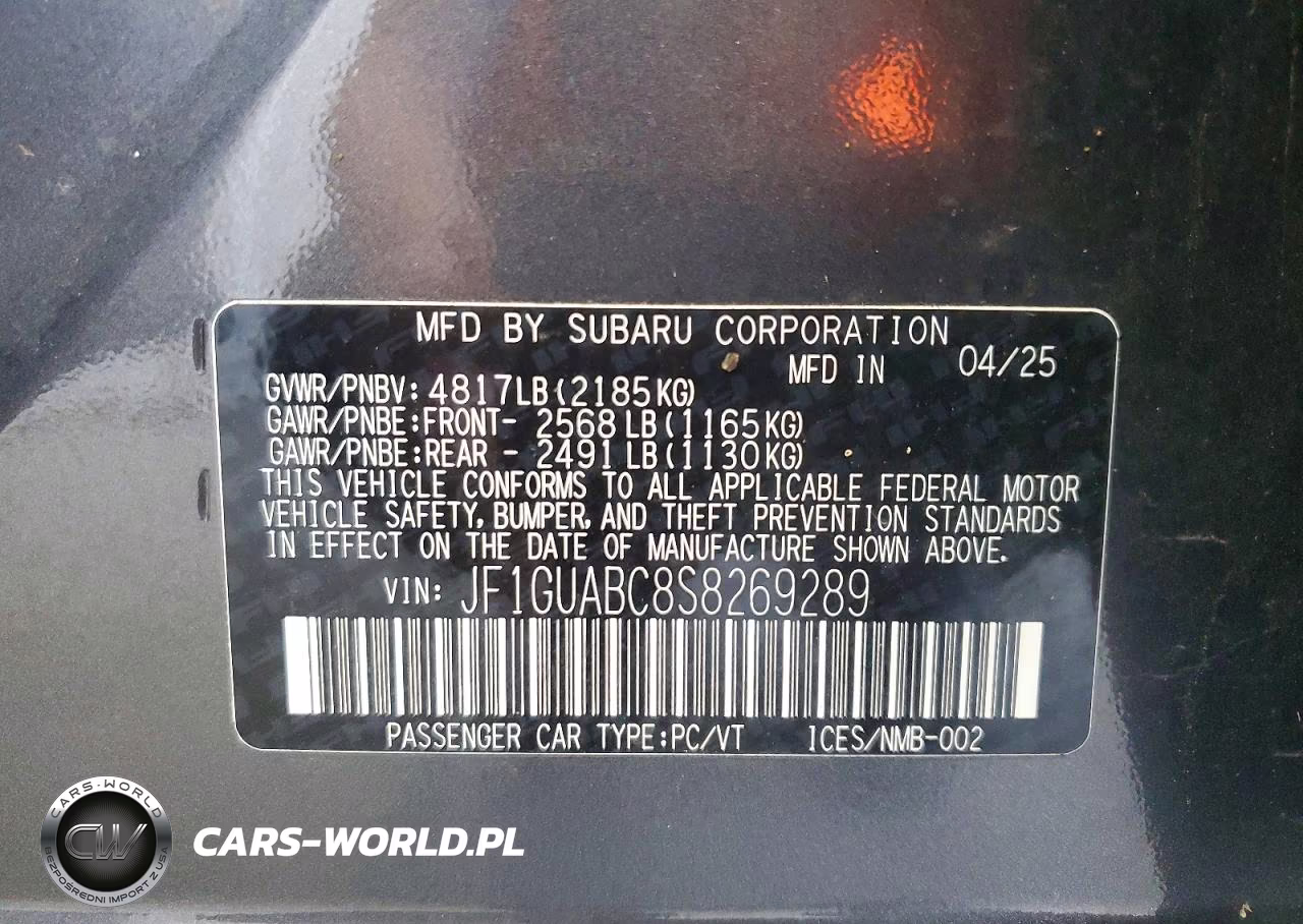 2025 Subaru Impreza VIN:JF1GUABC8S8269289 - 12