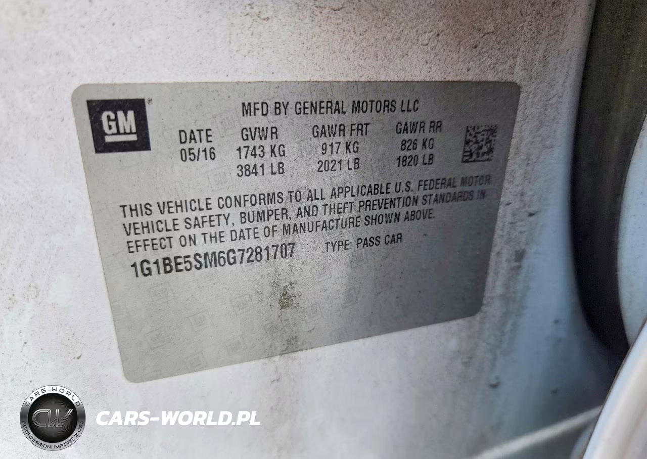 2016 Chevrolet Cruze Lt VIN:1G1BE5SM6G7281707 - 12