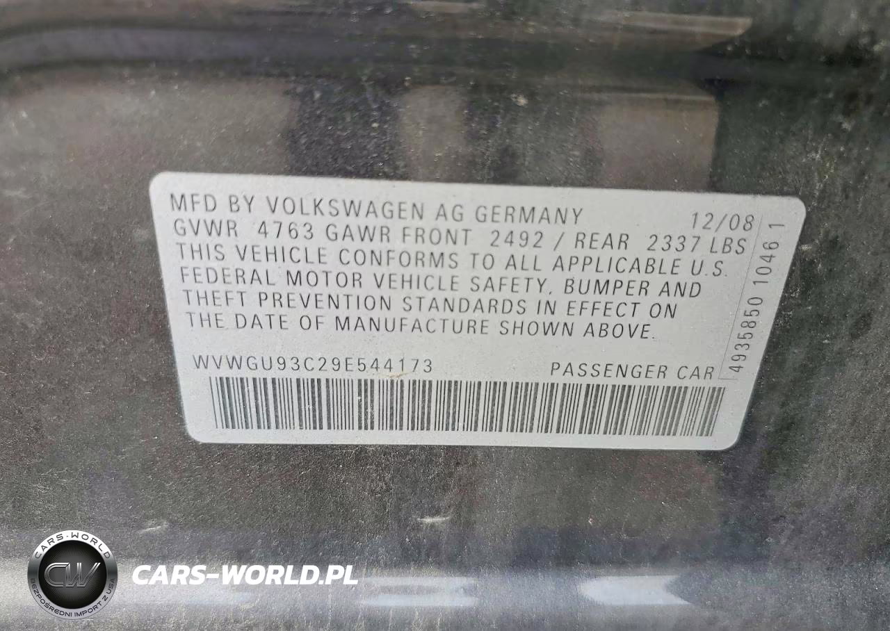 2009 Volkswagen Cc Vr6 4Motion VIN:WVWGU93C29E544173 - 12