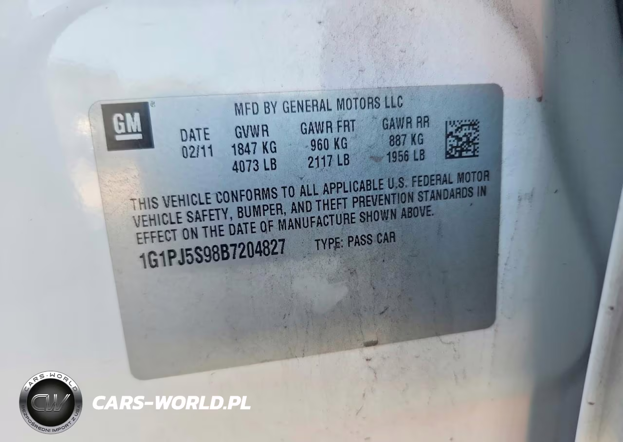 2011 Chevrolet Cruze Eco VIN:1G1PJ5S98B7204827 - 12