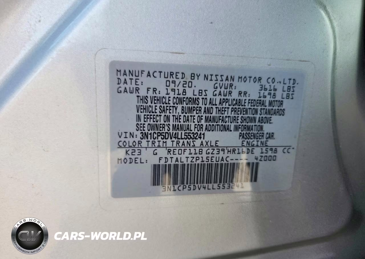 2020 Nissan Kicks Sr VIN:3N1CP5DV4LL553241 - 13