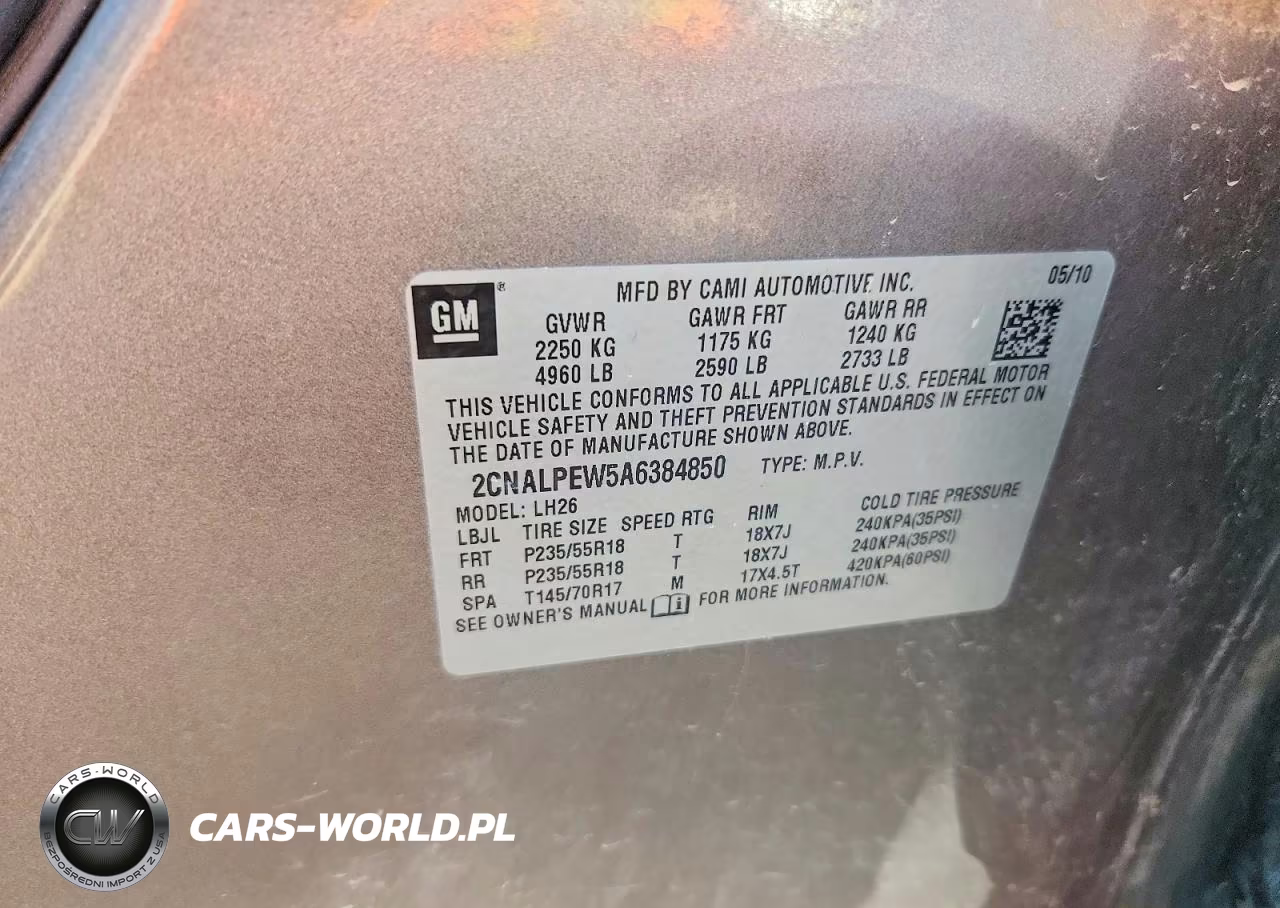 2010 Chevrolet Equinox Lt VIN:2CNALPEW5A6384850 - 12