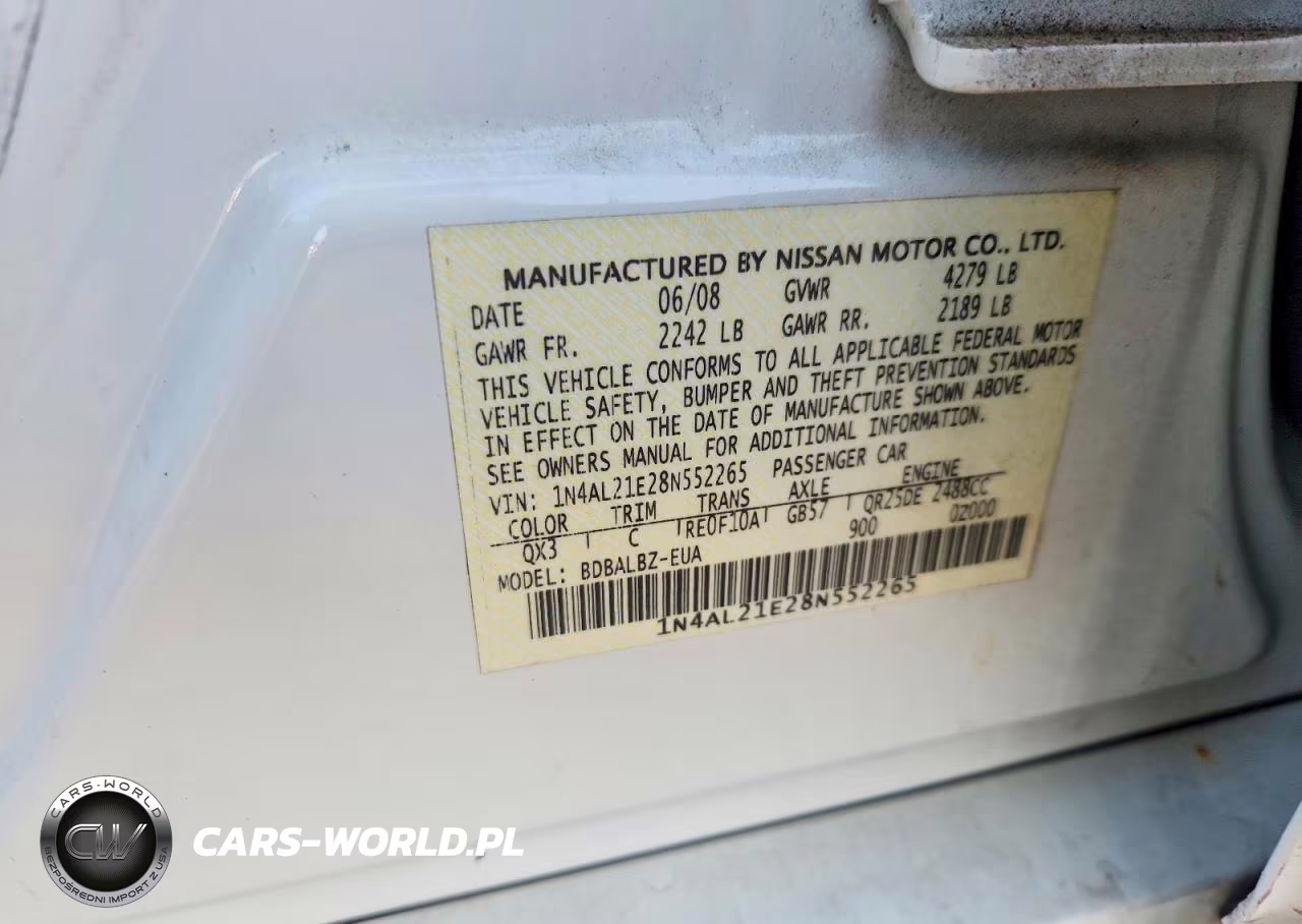 2008 Nissan Altima 2.5 VIN:1N4AL21E28N552265 - 13