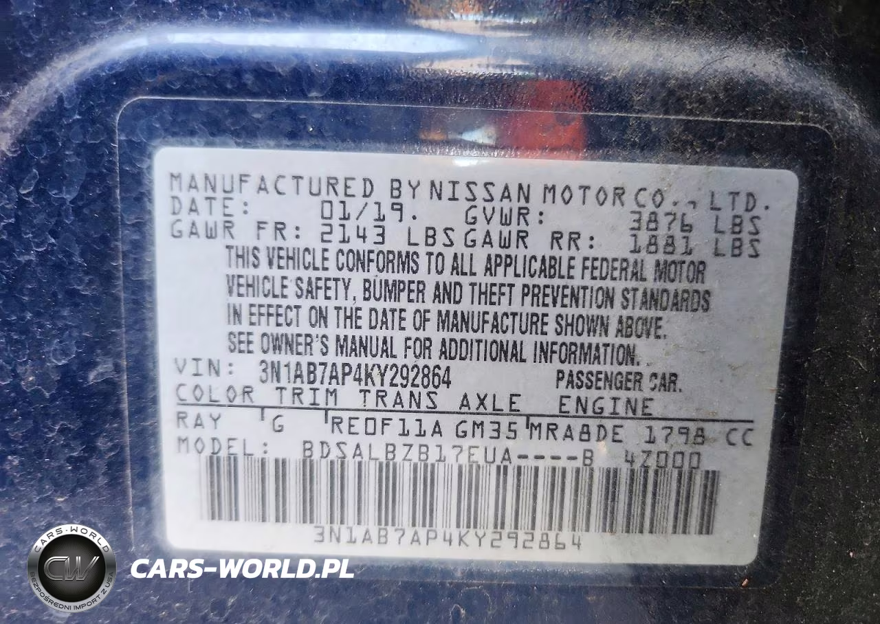 2019 Nissan Sentra S VIN:3N1AB7AP4KY292864 - 12