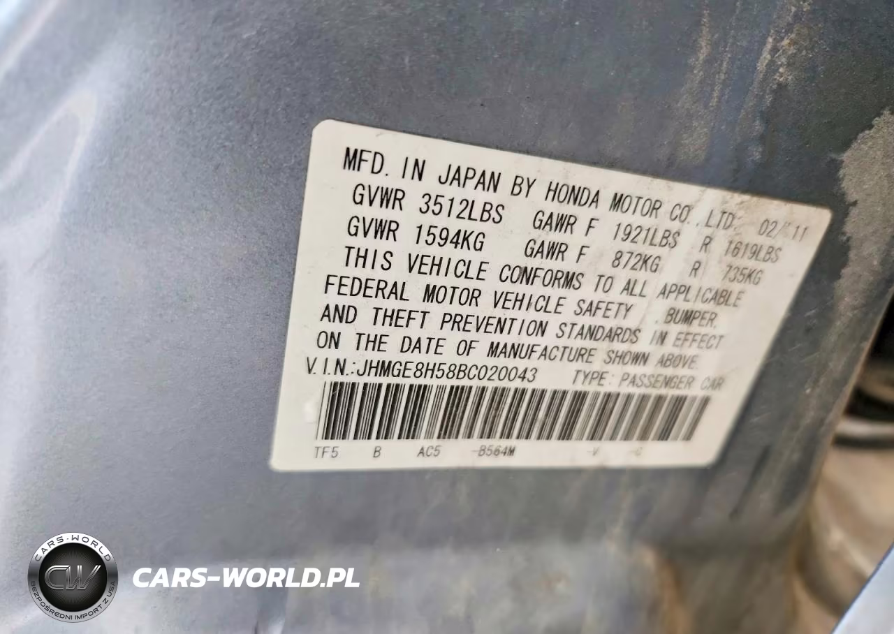 2011 Honda Fit Sport VIN:JHMGE8H58BC020043 - 11