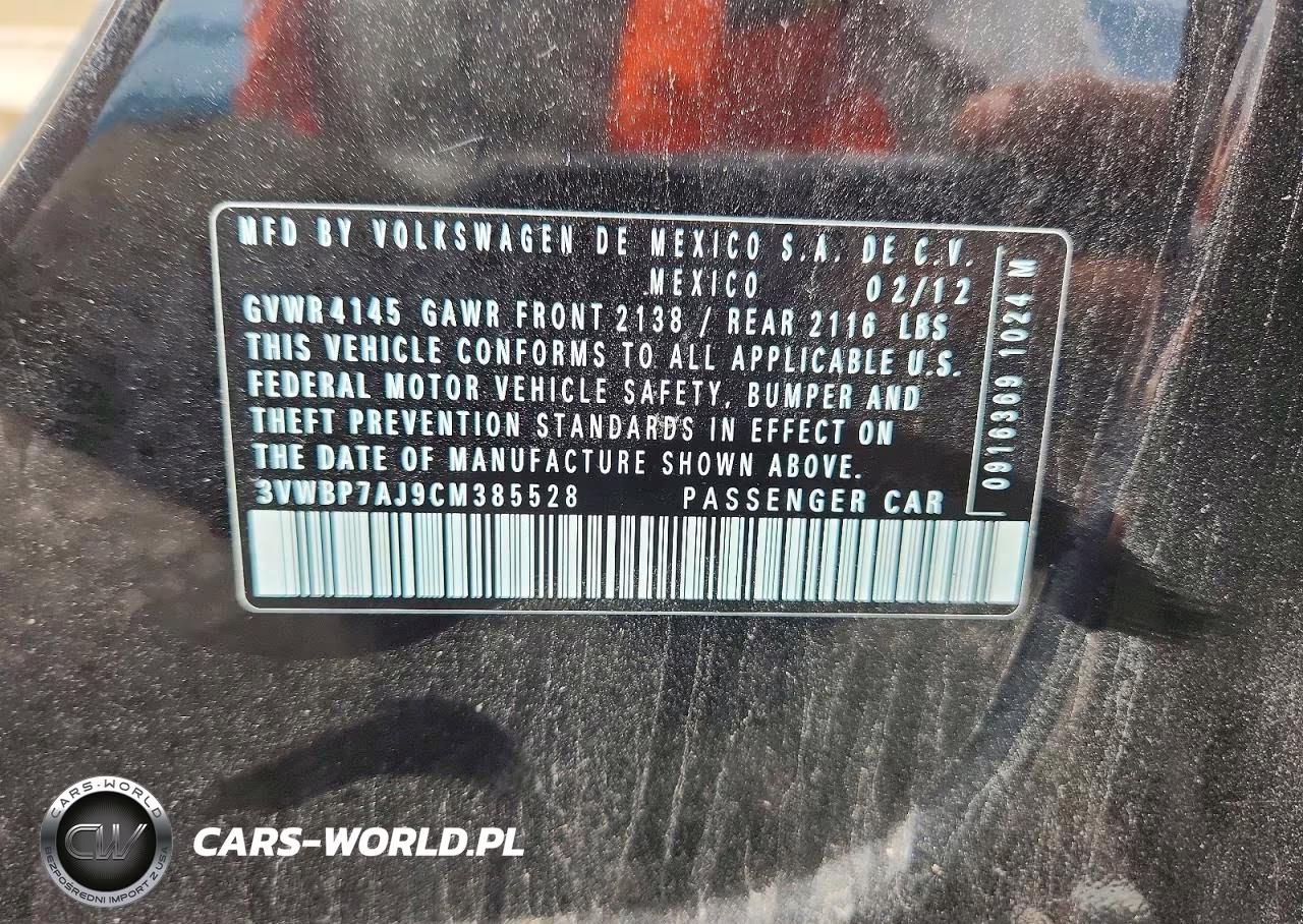 2012 Volkswagen Jetta Se VIN:3VWBP7AJ9CM385528 - 12