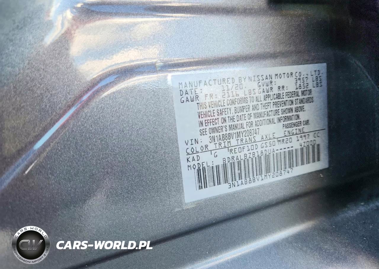 2021 Nissan Sentra S VIN:3N1AB8BV1MY208747 - 12