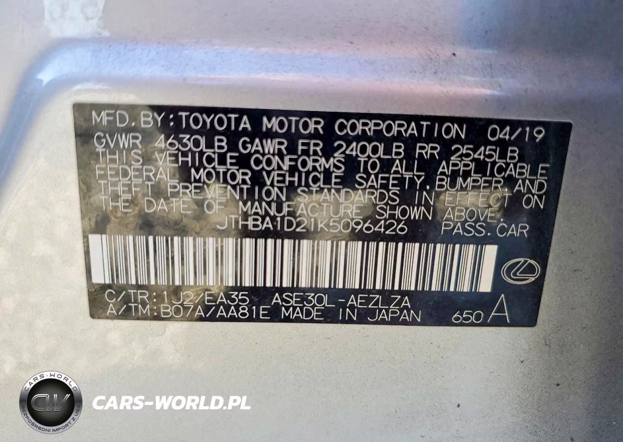 2019 Lexus Is 300 VIN:JTHBA1D21K5096426 - 12