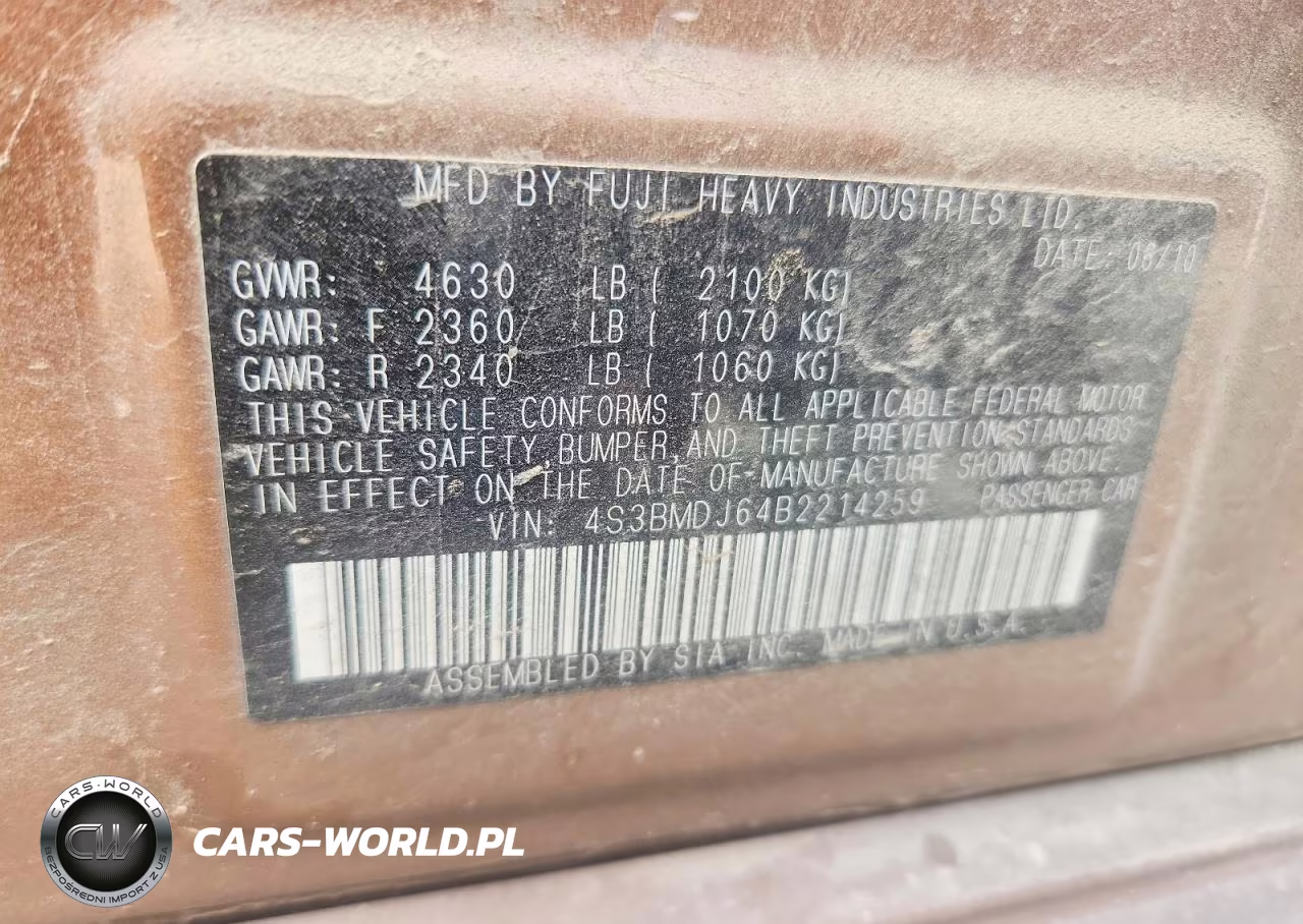 2011 Subaru Legacy 3.6R Limited VIN:4S3BMDJ64B2214259 - 12