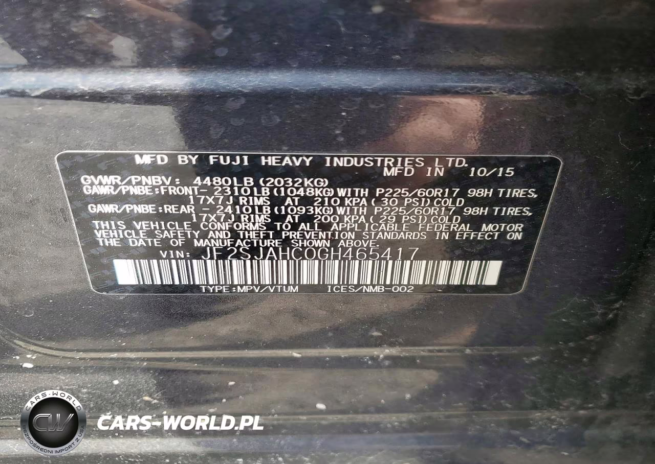 2016 Subaru Forester 2.5I Limited VIN:JF2SJAHC0GH465417 - 13