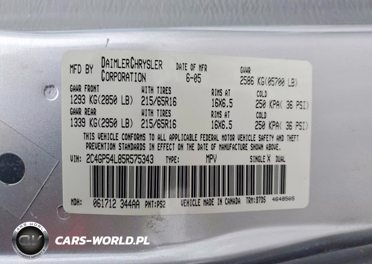 2005 Chrysler Town & Country Touring VIN:2C4GP54L85R575343 - 13