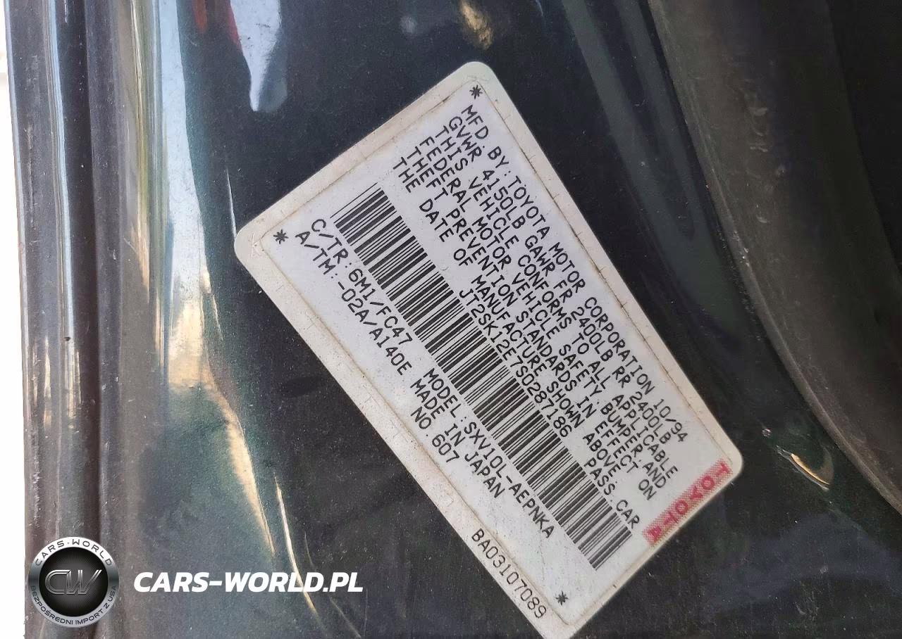 1995 Toyota Camry Le VIN:JT2SK12E7S0287186 - 12