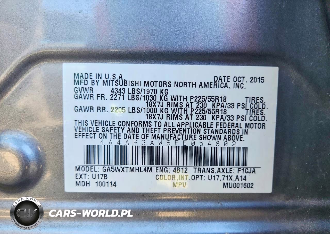 2015 Mitsubishi Outlander Sport Es VIN:4A4AP3AW6FE054802 - 13