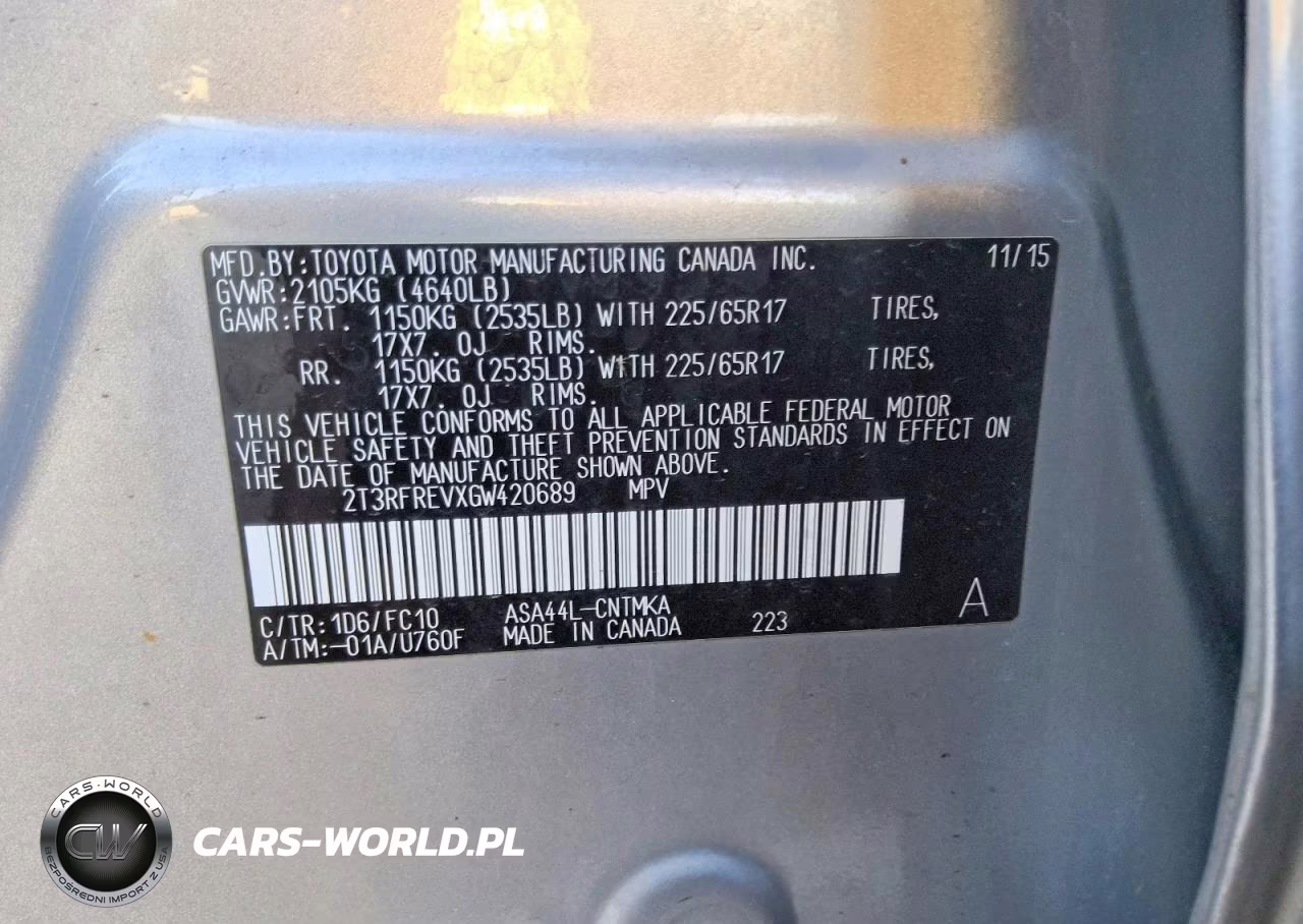 2016 Toyota Rav4 Xle VIN:2T3RFREVXGW420689 - 13