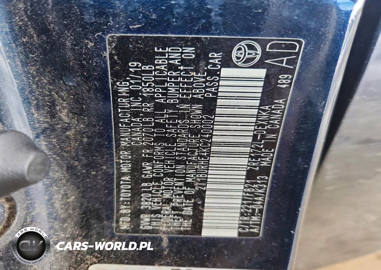2019 Toyota Corolla Le VIN:2T1BURHE4KC240002 - 12