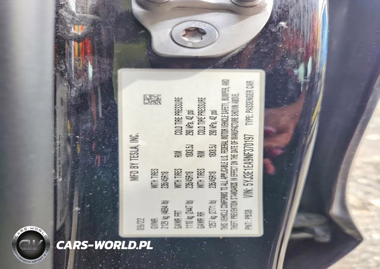 2022 Tesla Model 3 VIN:5YJ3E1EA9NF370197 - 12