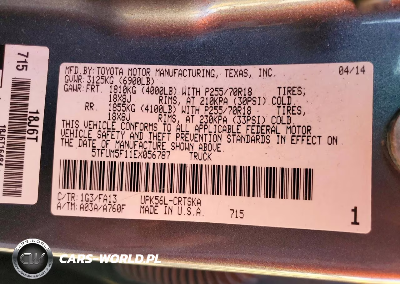 2014 Toyota Tundra Sr VIN:5TFUM5F11EX056787 - 12