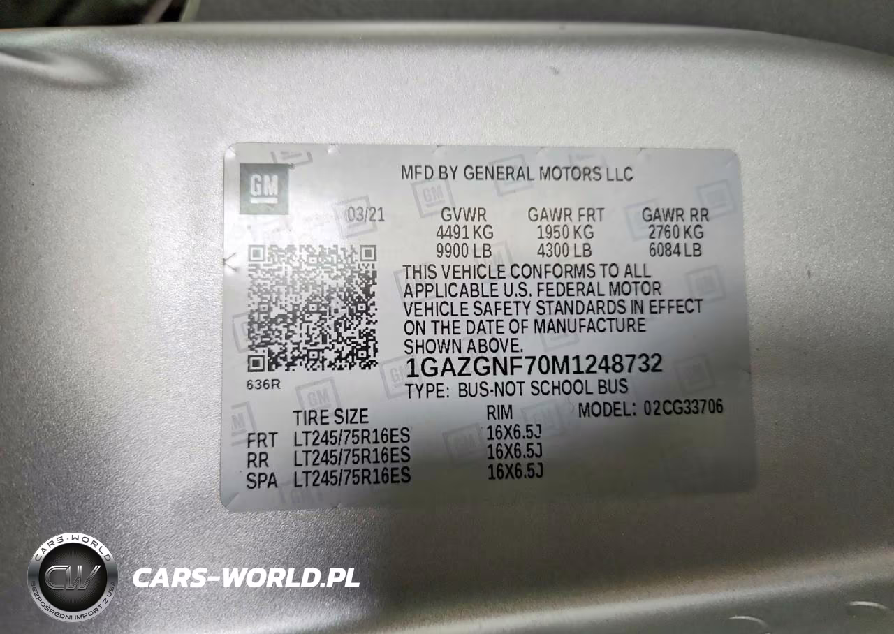 2021 Chevrolet Express G3500 Ls VIN:1GAZGNF70M1248732 - 13