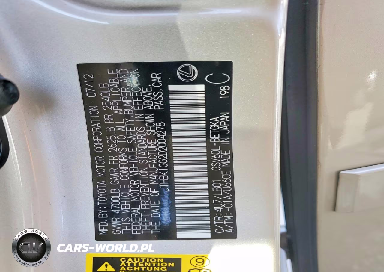 2013 Lexus Es 350 VIN:JTHBK1GG2D2004278 - 12