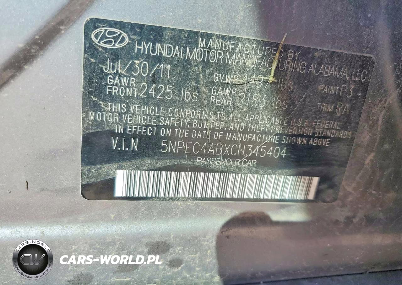 2012 Hyundai Sonata Se 2.0T VIN:5NPEC4ABXCH345404 - 12
