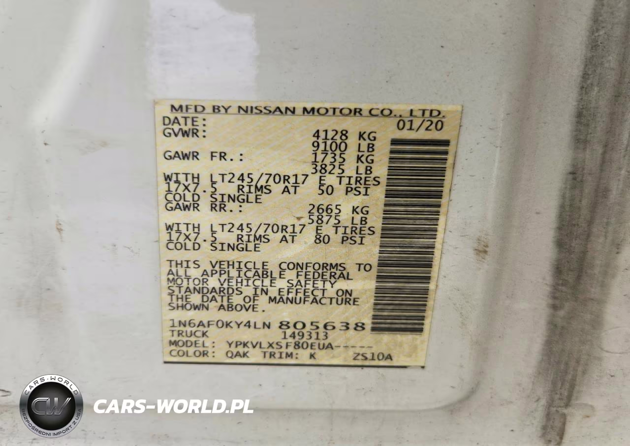 2020 Nissan Nv 2500 Hd Sv VIN:1N6AF0KY4LN805638 - 13