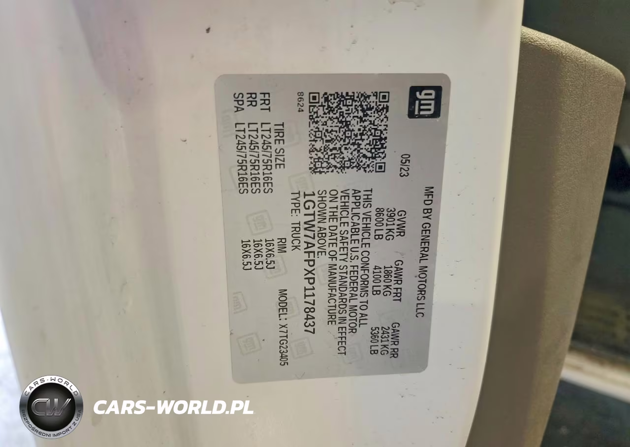 2023 GMC Savana G2500 VIN:1GTW7AFPXP1178437 - 13