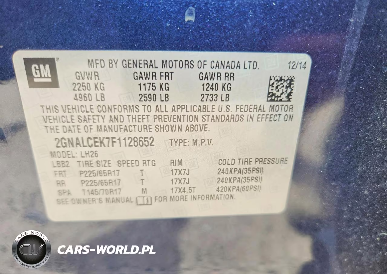 2015 Chevrolet Equinox Lt VIN:2GNALCEK7F1128652 - 13