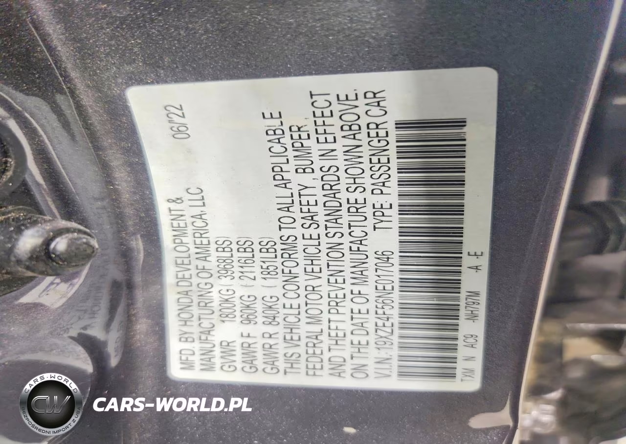 2022 Honda Insight Ex VIN:19XZE4F56NE017046 - 12