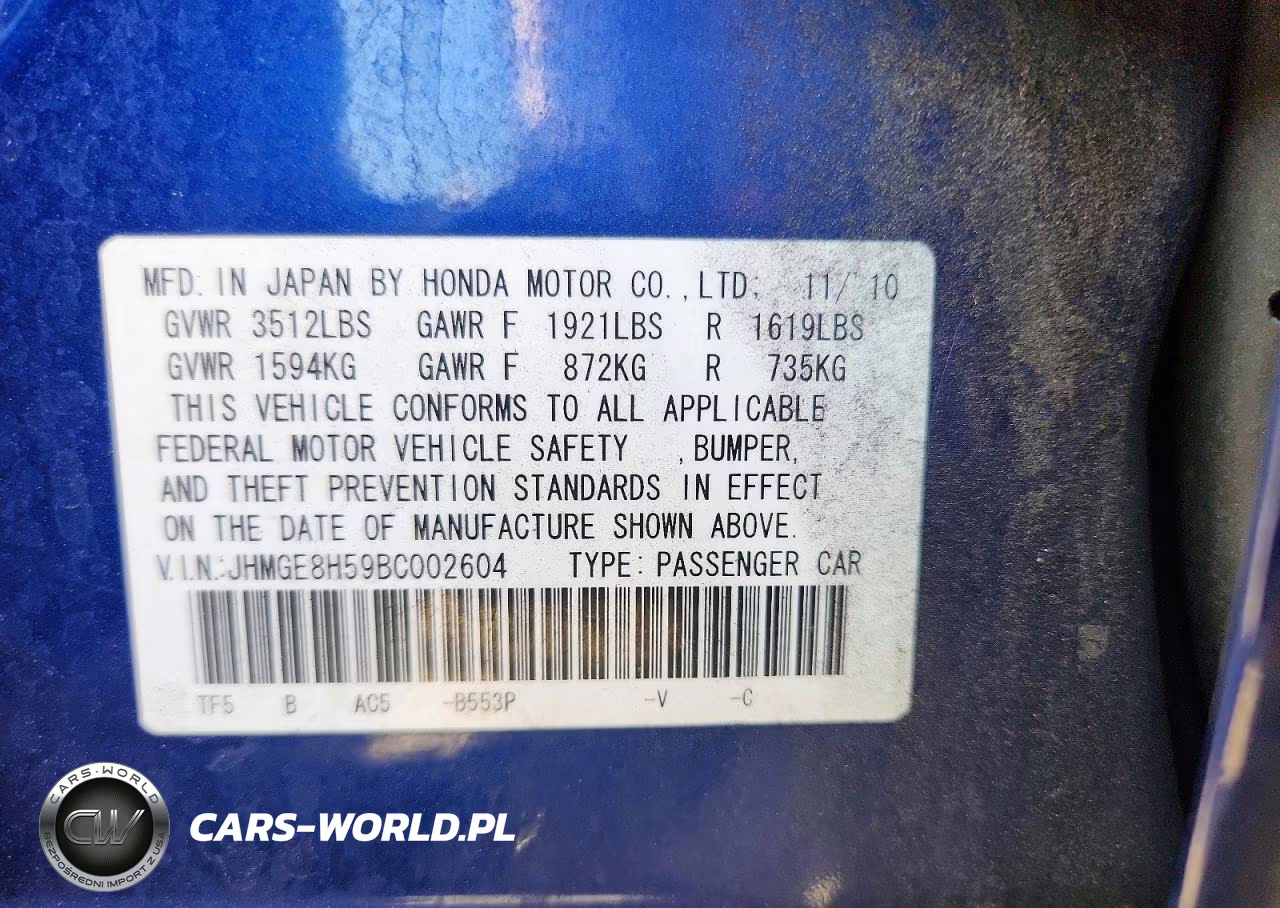 2011 Honda Fit Sport VIN:JHMGE8H59BC002604 - 13