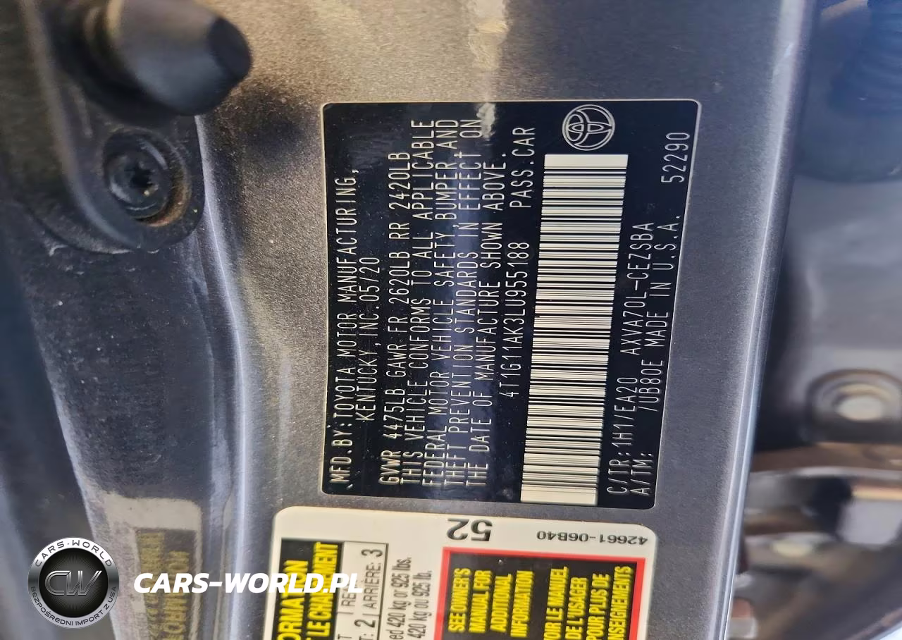 2020 Toyota Camry Se VIN:4T1G11AK3LU955188 - 12