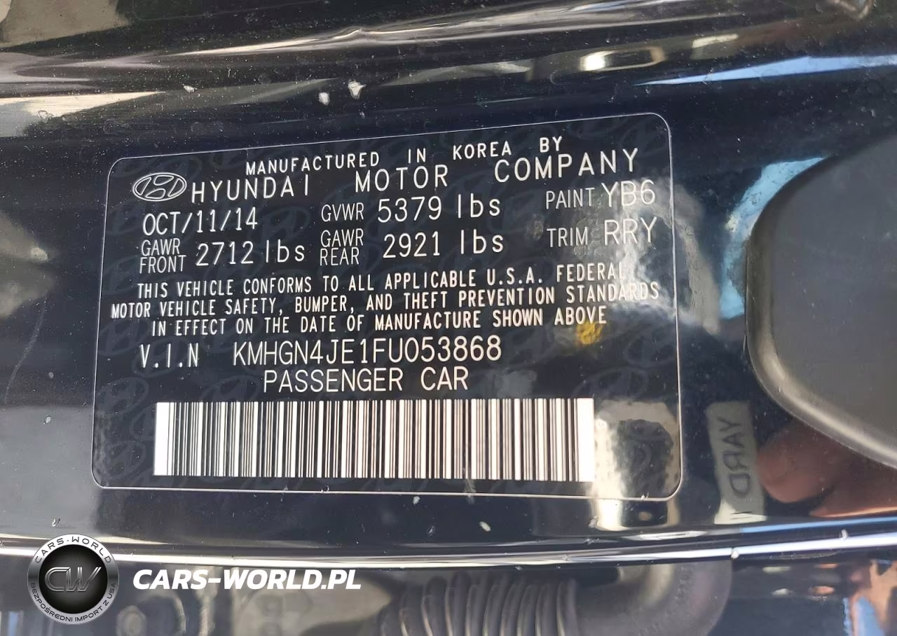 2015 Hyundai Genesis 3.8L VIN:KMHGN4JE1FU053868 - 13